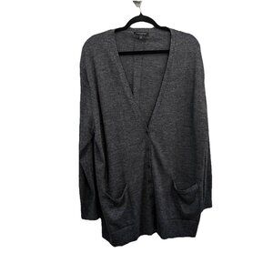 banana republic 100% Merino Wool Gray Cardigan Front Pockets Women XXL